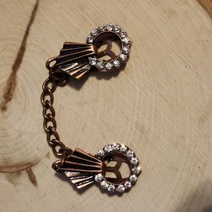 Vintage Gold Tone Rhinestone Chained Scarf Clip